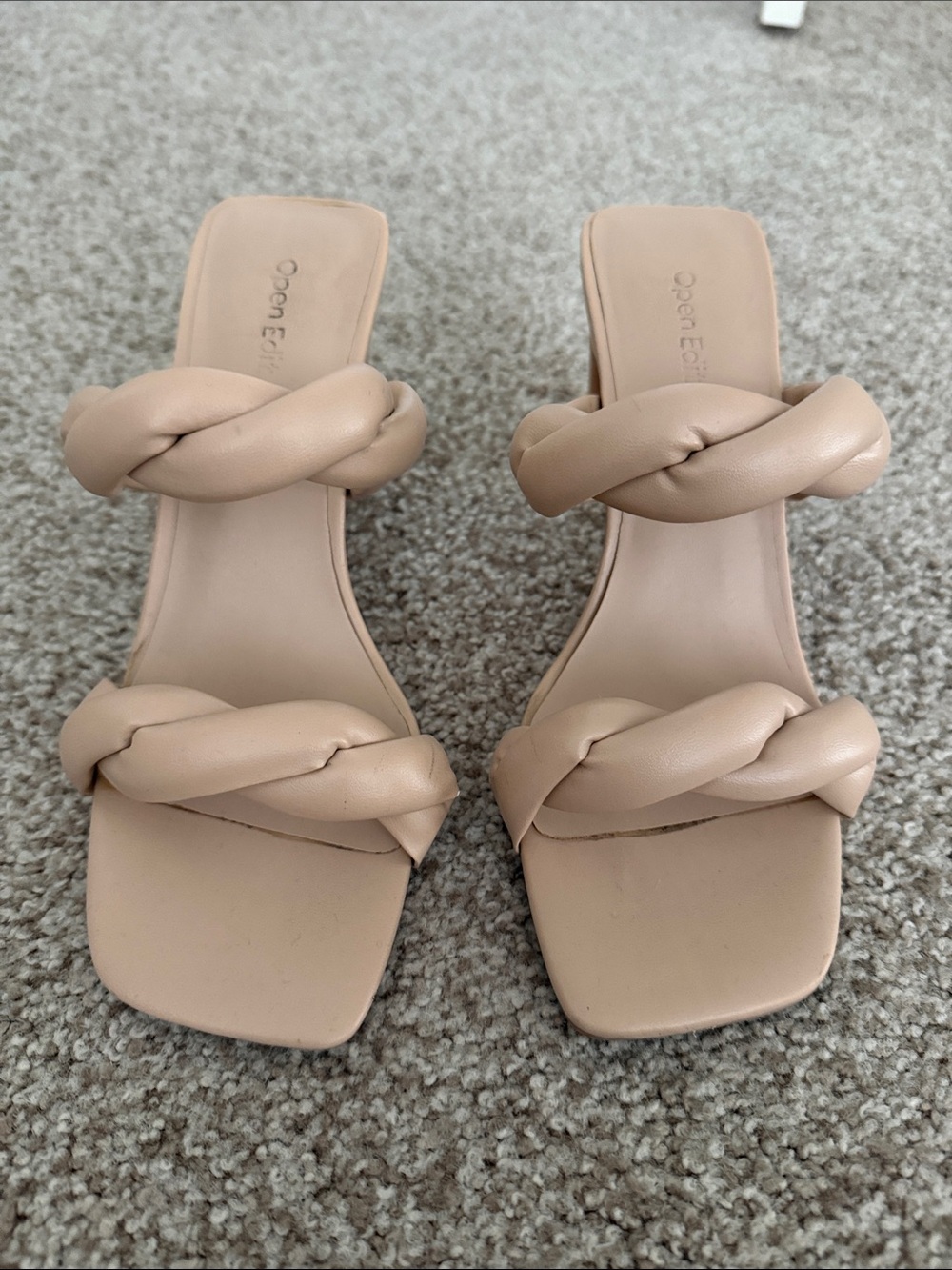 Open edit nude Braided Strap Heeled Sandals